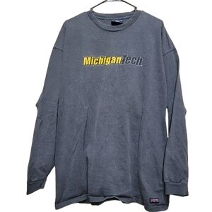 Vintage Jansport Michigan Tech 90s Shirt Long Sleeve Mens 2XL Gray